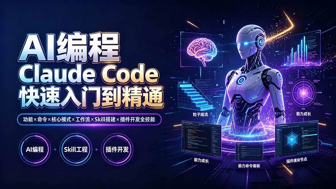 (19306期)AI编程 Claude Code快速入门到精通:功能×命令×核心模式×工作流×Skill搭建×插件开发全技能-副业吧