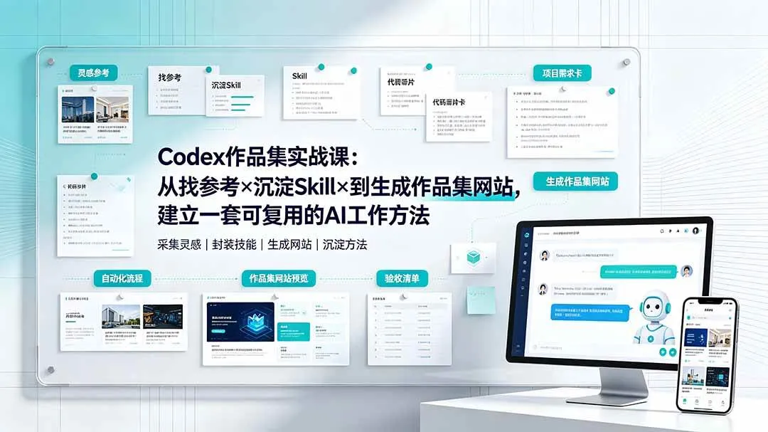 (19361期)Codex作品集实战课:从找参考×沉淀Skill×到生成作品集网站,建立一套可复用的AI工作方法 (19361期)Codex作品集实战课:从找参考×沉淀Skill×到生成作品集网站,建立一套可复用的AI工作方法