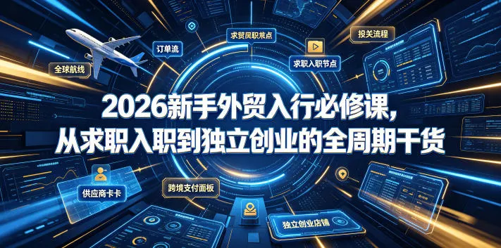 2026新手外贸入行必修课,从求职入职到独立创业的全周期干货-副业吧