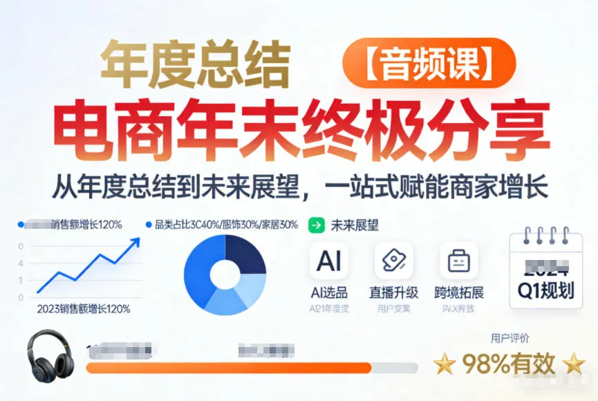 电商年未终极分享,从年度总结到未来展望,一站式赋能商家增长【音频课】-副业吧