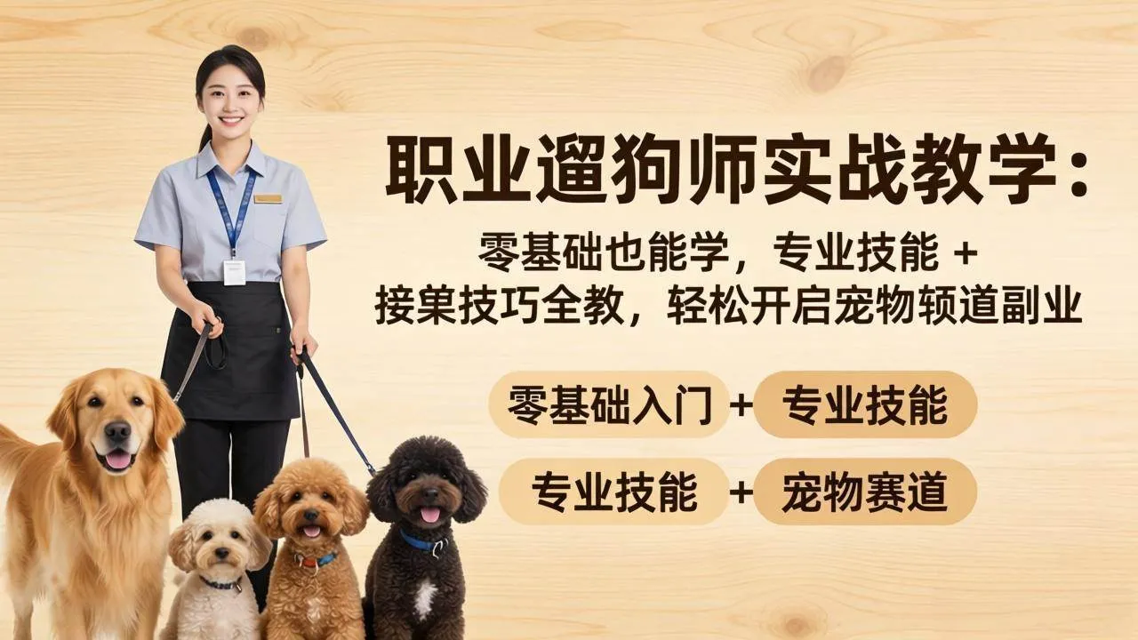 （18115期）职业遛狗师实战教学：零基础也能学，专业技能 + 接单技巧全教，轻松开启宠物赛道副业-副业吧