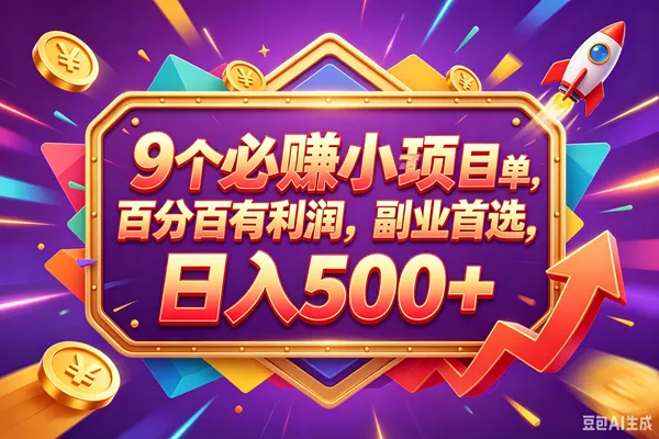 （18462期）9个必赚钱的小项目，百分百赚米，无脑简单，副业首选，日入380+-副业吧