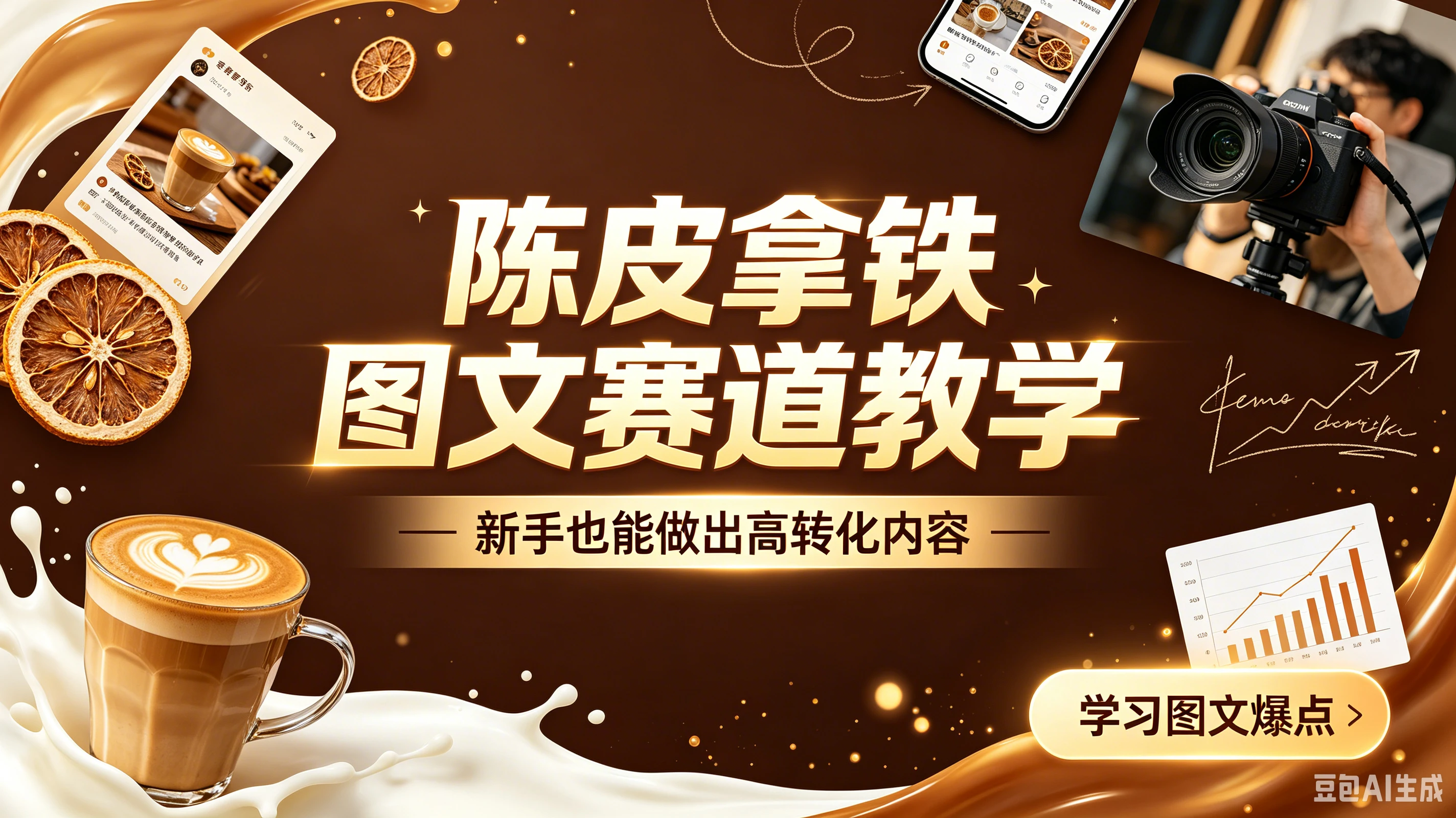 陈皮拿铁图文赛道教学，新手也能做出高转化内容-副业吧
