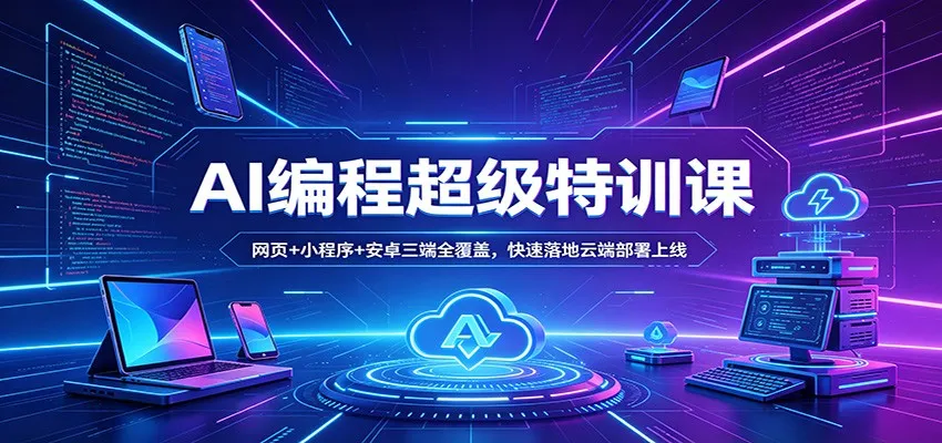 AI编程超级特训课：网页+小程序+安卓三端全覆盖，快速落地云端部署上线-副业吧