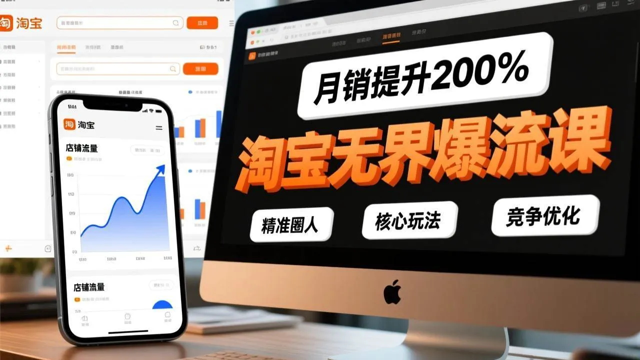 （17132期）淘宝无界爆流课，精准圈人、核心玩法、竞争优化，快速引爆店铺流量，月销提升200%-副业吧