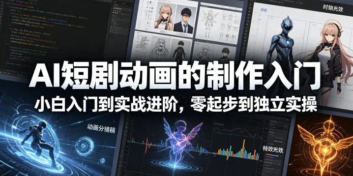 【精】AI短剧动画的制作入门,小白入门到实战进阶,零起步到独立实操-副业吧