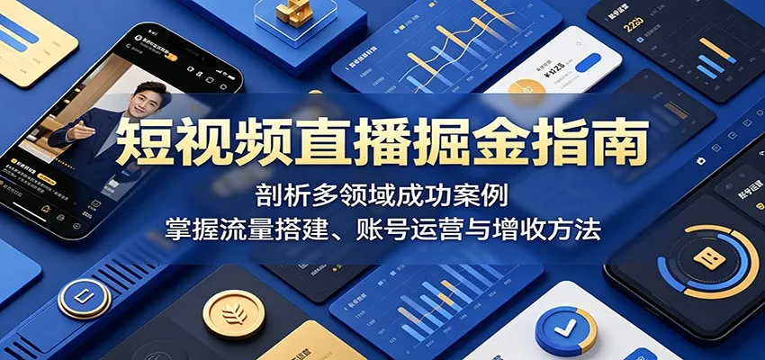 短视频直播掘金指南：剖析多领域成功案例，掌握流量搭建、账号运营与增收方法-副业吧