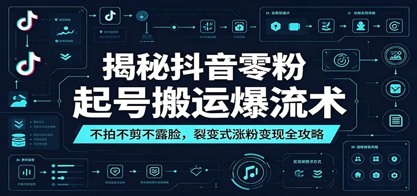 揭秘抖音零粉起号搬运爆流术:不拍不剪不露脸,裂变式涨粉变现全攻略-副业吧