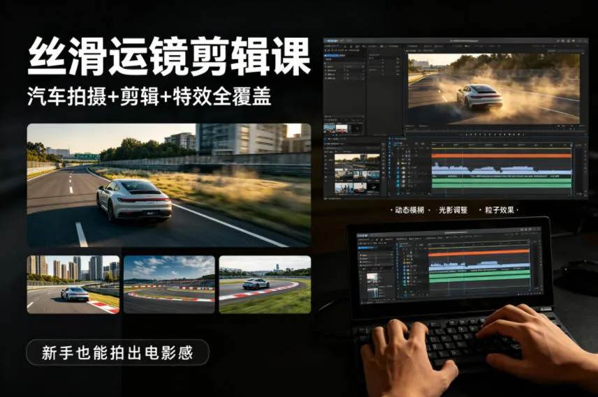 大叔丝滑运镜剪辑课，汽车拍摄+剪辑+特效全覆盖，新手也能拍出电影感-副业吧