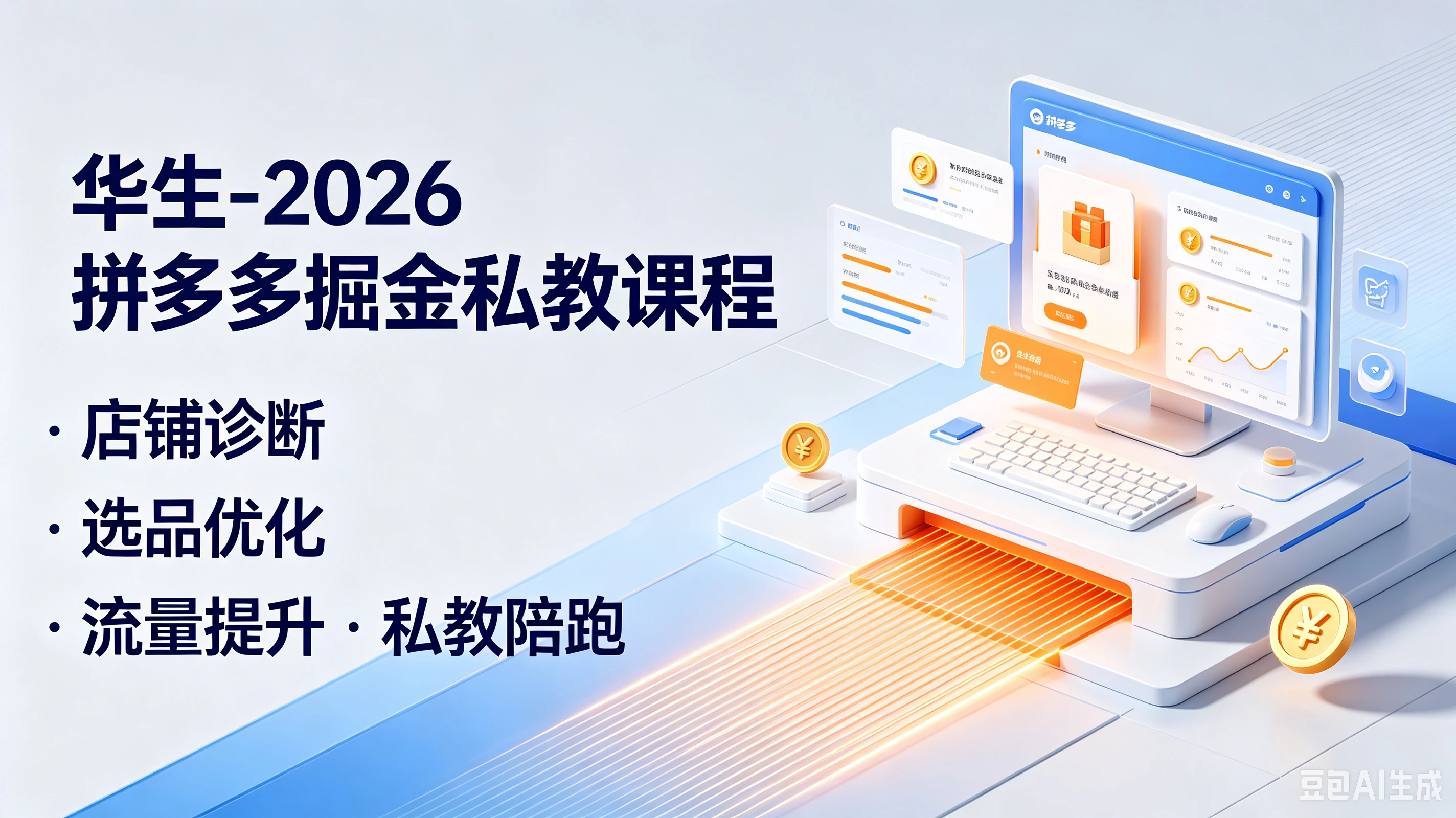 【精】华生-2026拼多多掘金私教课程,店铺诊断、选品优化、流量提升、私教陪跑-副业吧