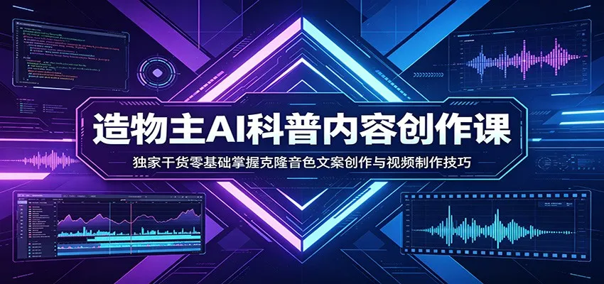 AI科普内容创作课:独家干货零基础掌握克隆音色文案创作与视频制作技巧-副业吧