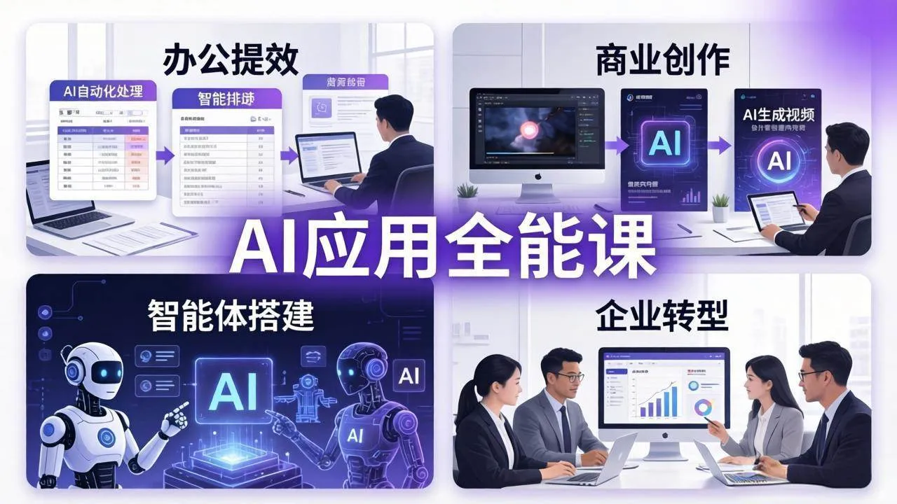 (17890期)AIGC 应用全能课:办公提效、商业创作、智能体搭建、企业转型,一站式学会AI应用-副业吧