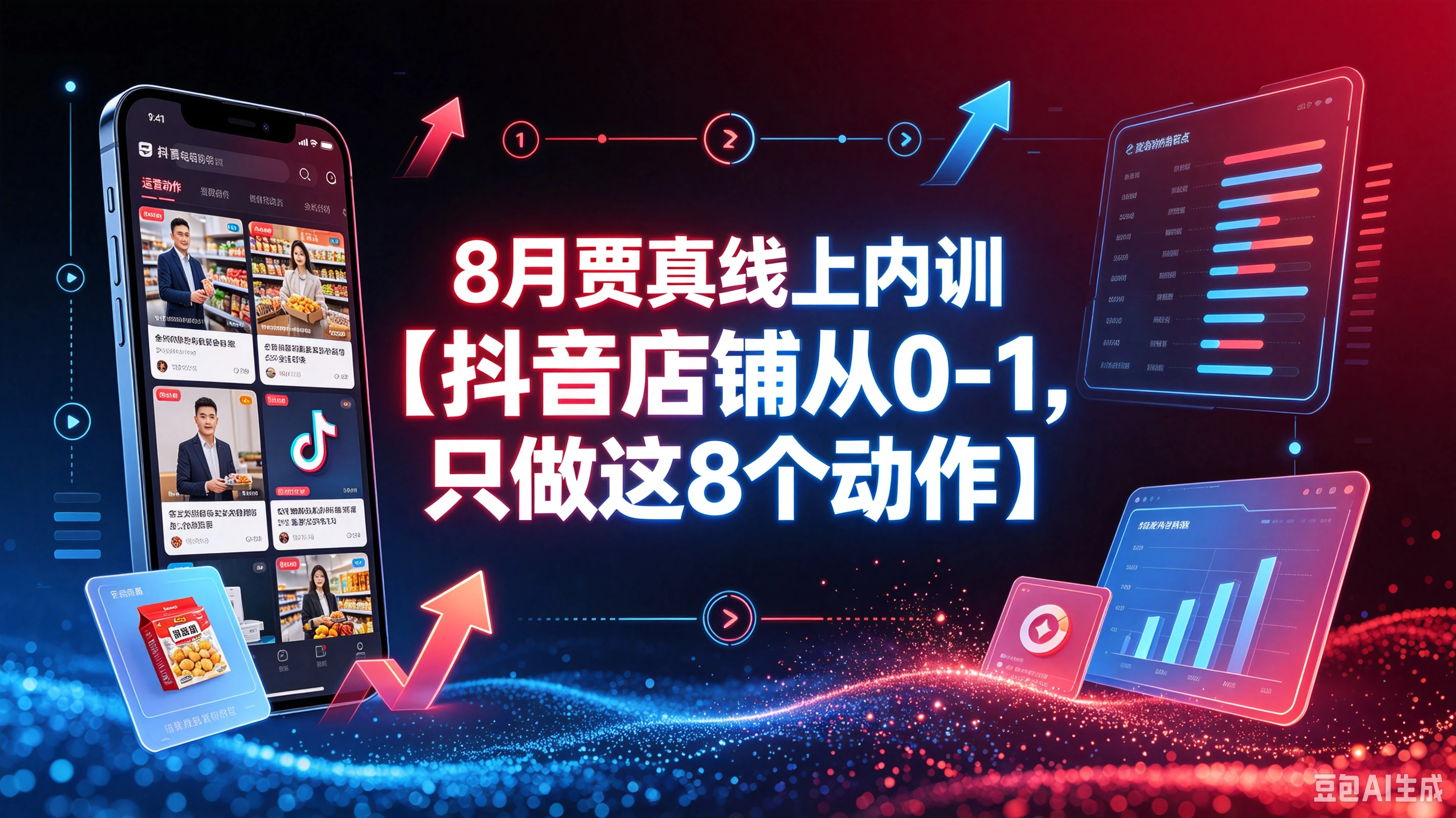 【精】抖音店铺8月内训实战课：店铺从0-1冷启动，八大核心动作高效起店教学-副业吧