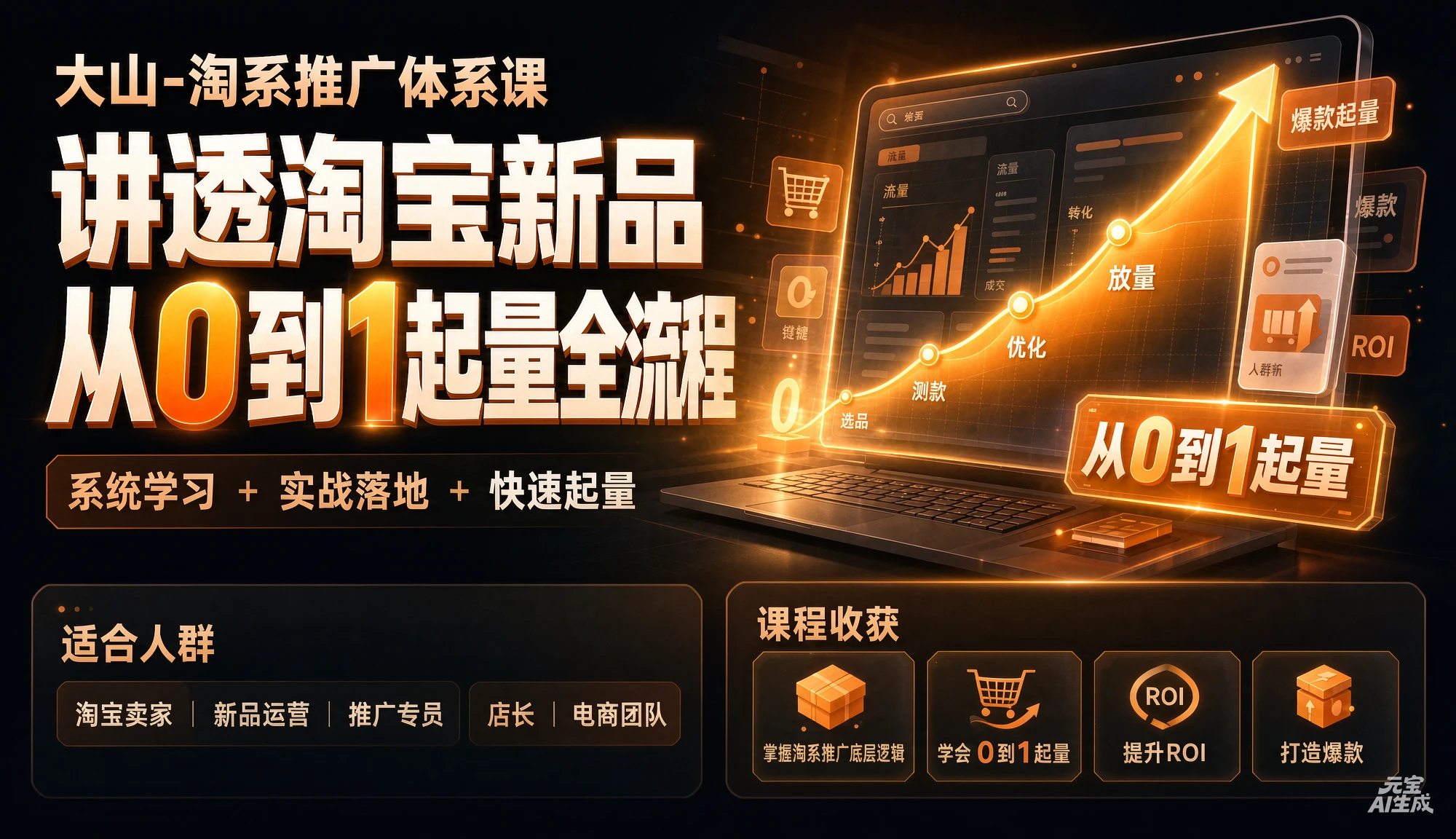 【精】大山-淘系推广体系课,讲透淘宝新品从0到1起量全流程-副业吧