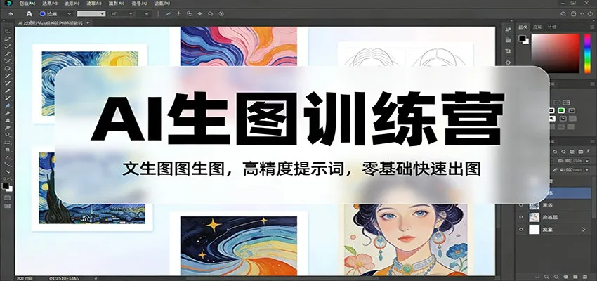 AI生图训练营：文生图图生图，高精度提示词，零基础快速出图-副业吧