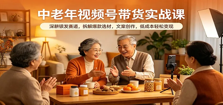 中老年视频号带货实战课：深耕银发赛道，拆解爆款选材，文案创作，低成本轻松变现-副业吧