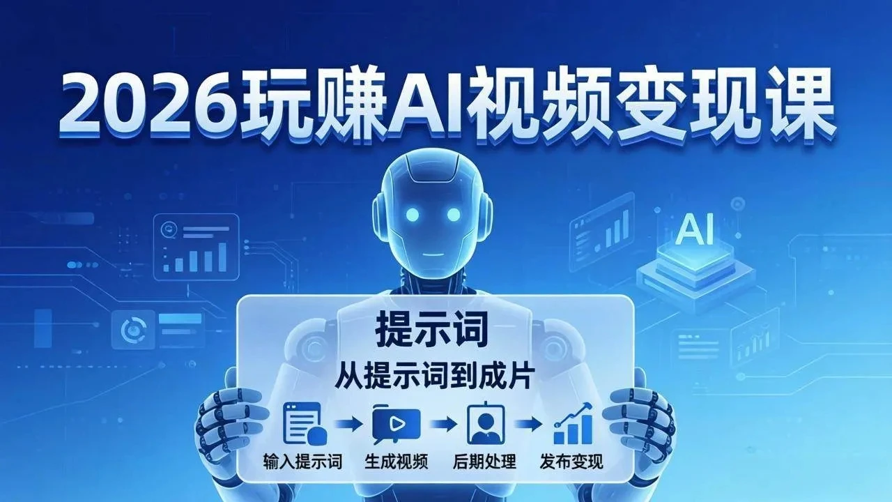 【精】2026玩赚AI视频变现课：掌握 AI 视频全流程技能，从提示词到成片高效产出-副业吧