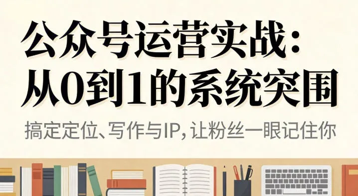 公众号运营实战,从定位到变现的全流程,从0到1的系统突围-副业吧