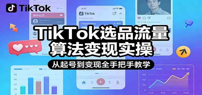 TikTok选品流量算法变现实操，从起号到变现全手把手教学-副业吧