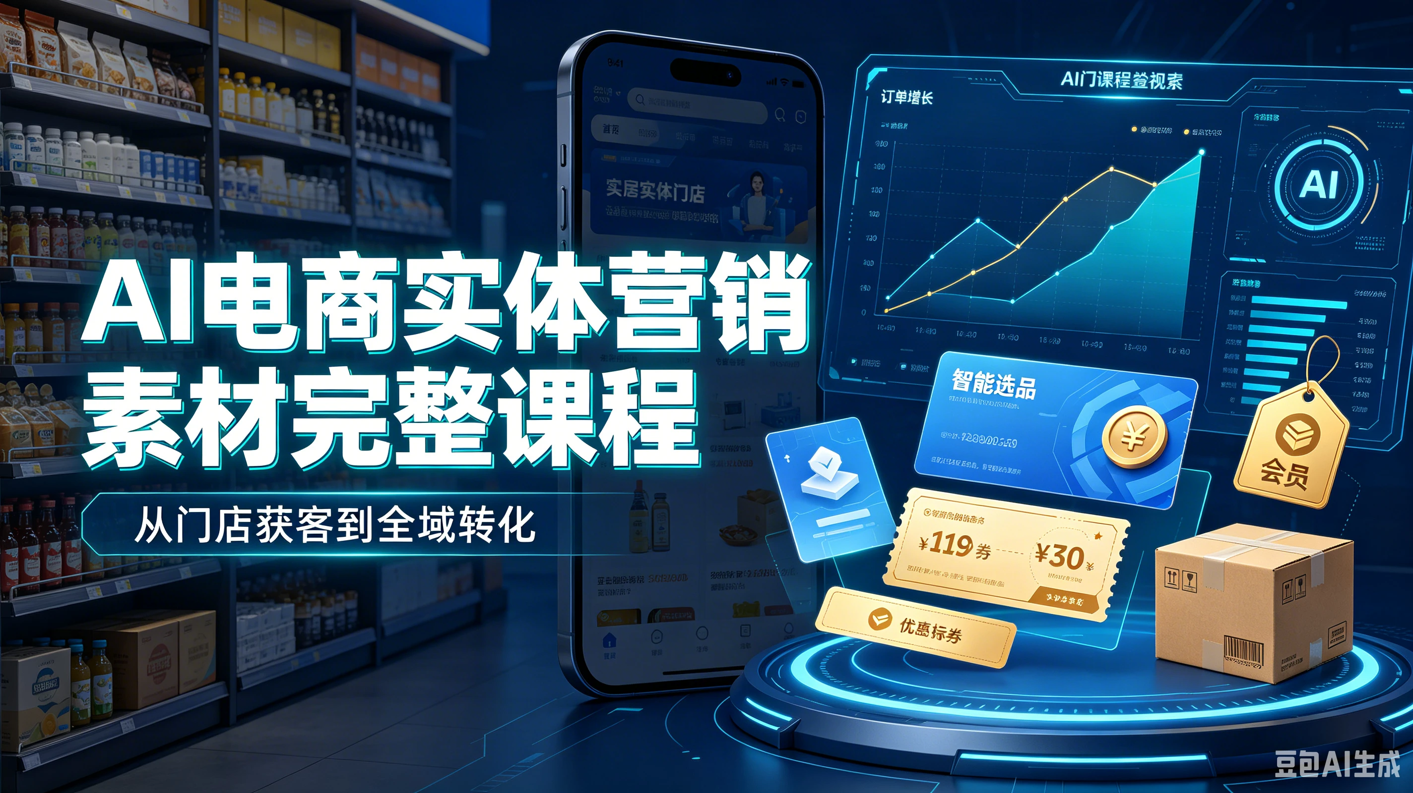 【精】AI电商实体营销素材完整课程,从门店获客到全域转化-副业吧
