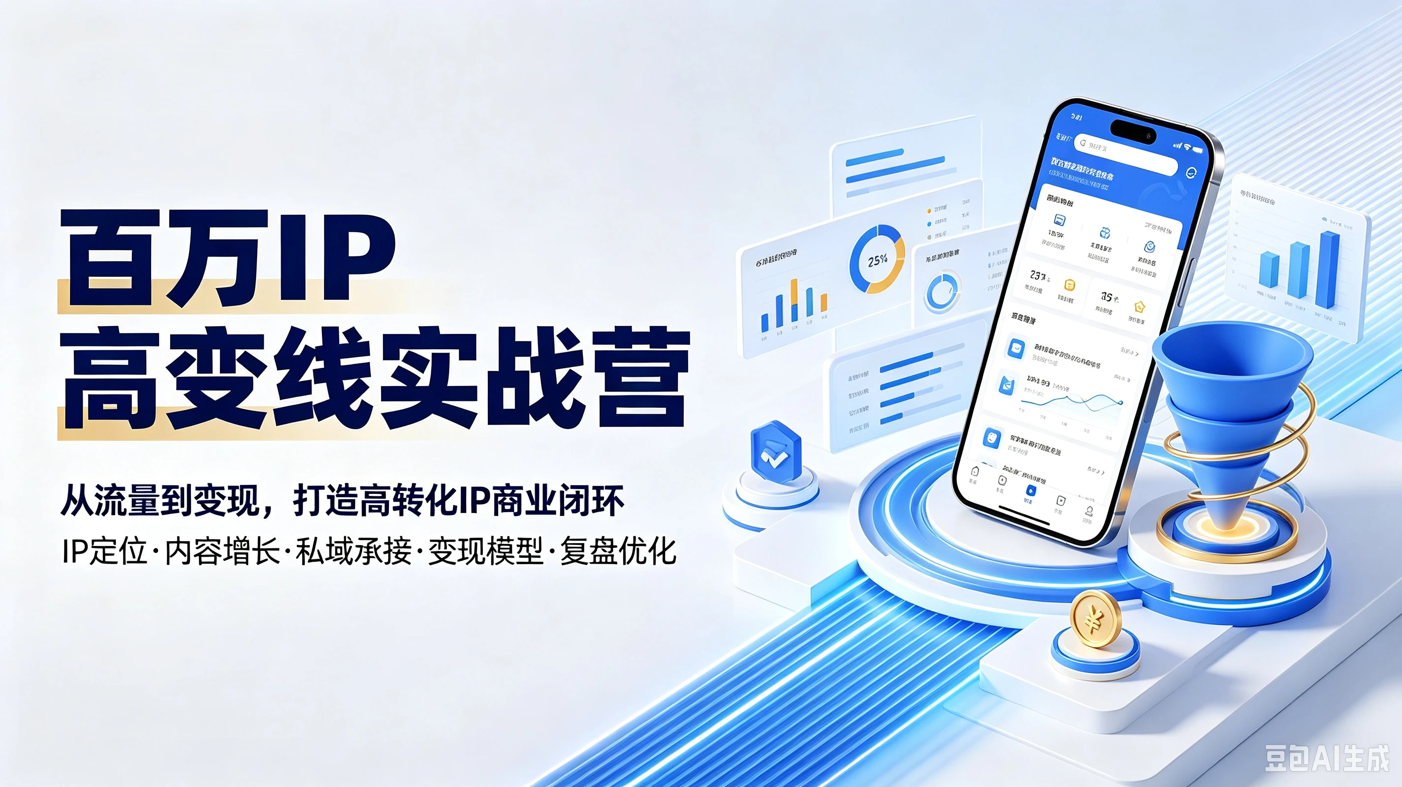 【精】百万IP高变线实战营从流量到变现,打造高转化IP商业闭环IP定位·内容增长·私域承接·变现模型·复盘优化-副业吧