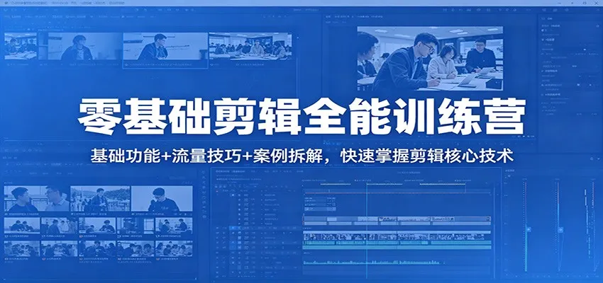 零基础剪辑全能训练营：基础功能+流量技巧+案例拆解，快速掌握剪辑核心技术-副业吧