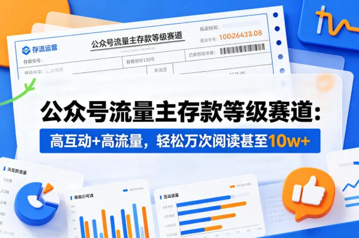公众号流量主之存款等级赛道，高互动+高流量，轻松达到万次阅读，甚至10w+-副业吧