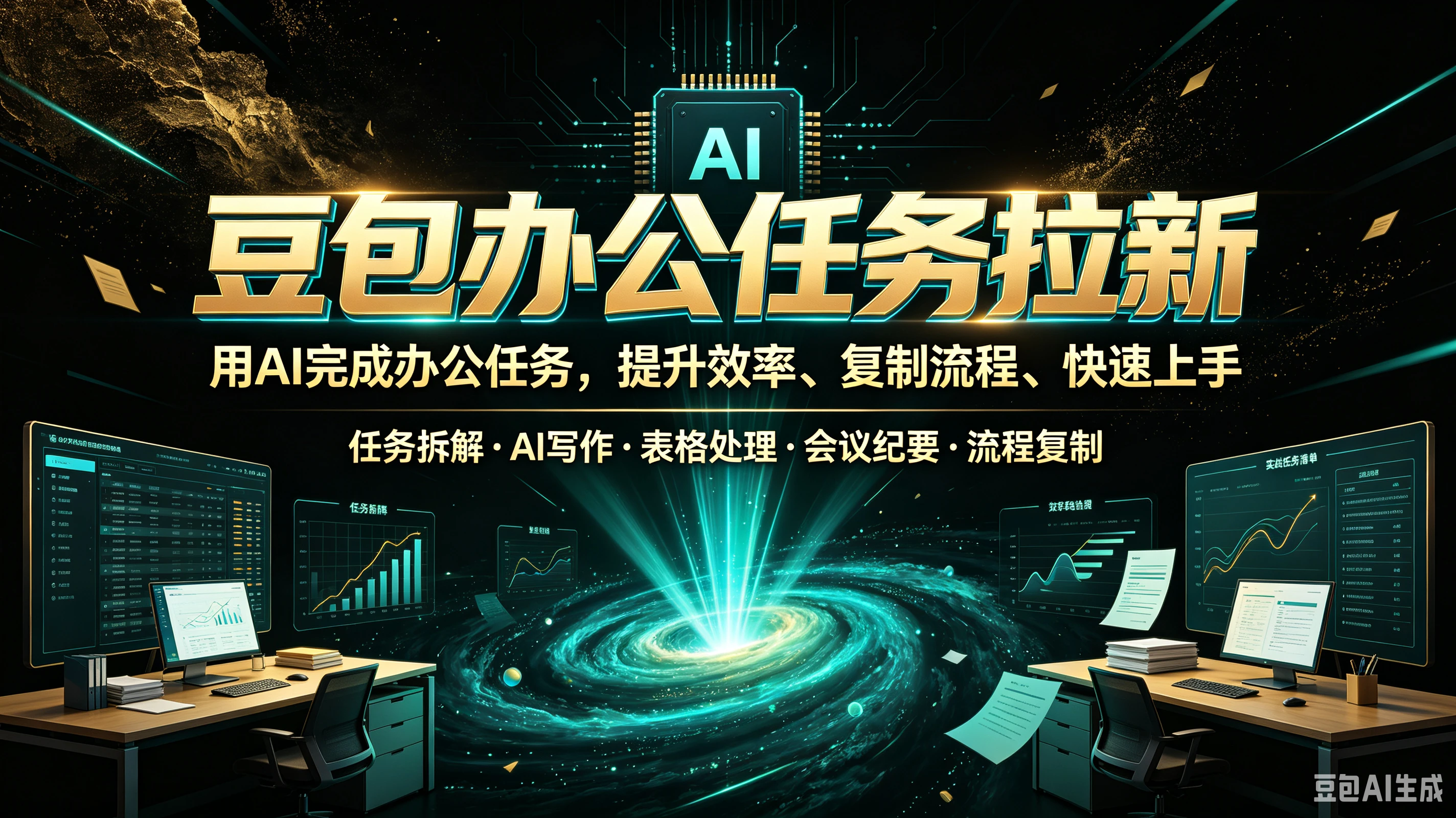 【精】豆包办公任务拉新,用AI完成办公任务,提升效率、复制流程、快速上手,任务拆解、AI写作、表格处理、会议纪要、流程复制-副业吧