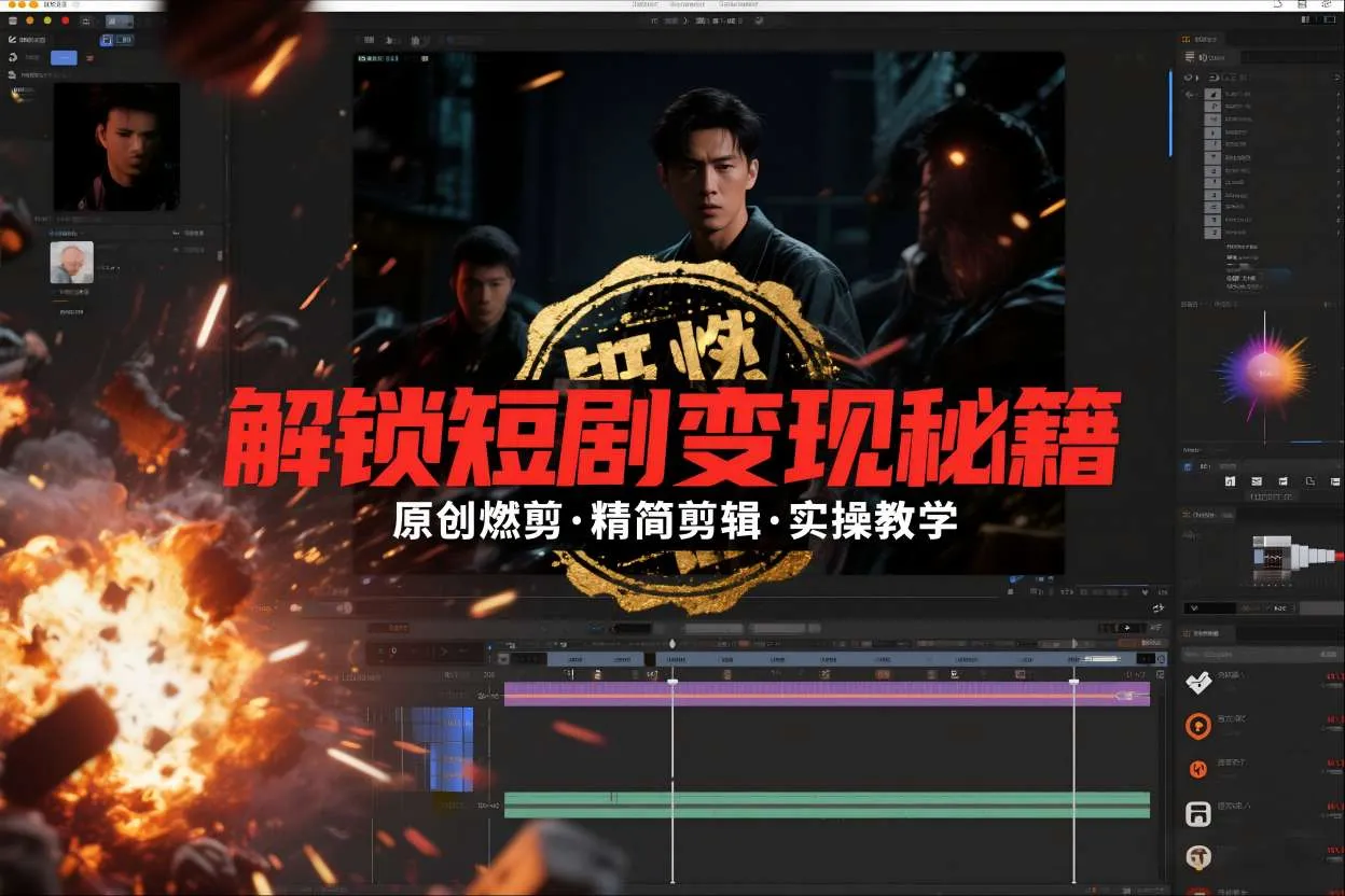 短剧拉新之原创燃剪精简剪辑实操课，解锁短剧变现秘籍-副业吧