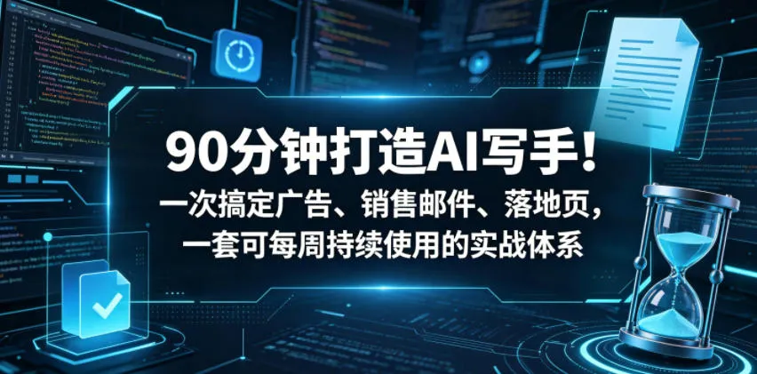 90分钟打造AI写手!一次搞定广告、销售邮件、落地页,一套可每周持续使用的实战体系【原创双语字幕】-副业吧