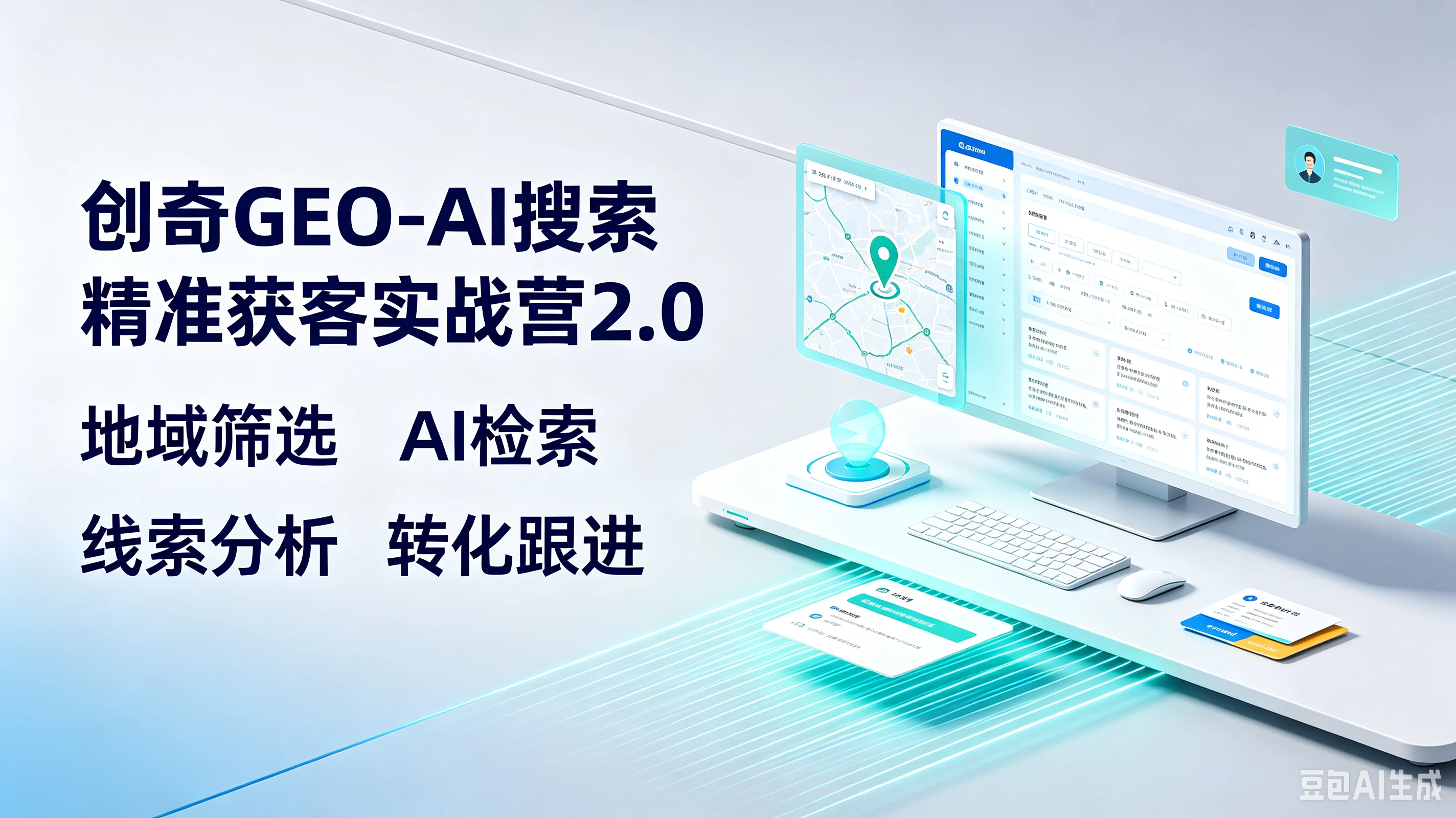 【精】创奇GEO-AI搜索精准获客实战营2.0,地域筛选、AI检索、线索分析、转化跟进-副业吧