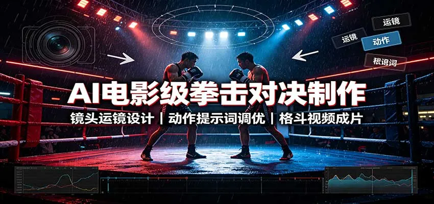 AI电影级拳击对决制作:镜头运镜设计,动作提示词调优,格斗视频成片-副业吧