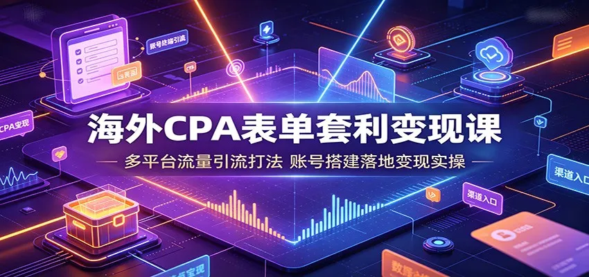海外CPA表单套利变现课:多平台流量引流打法,账号搭建落地变现实操-副业吧
