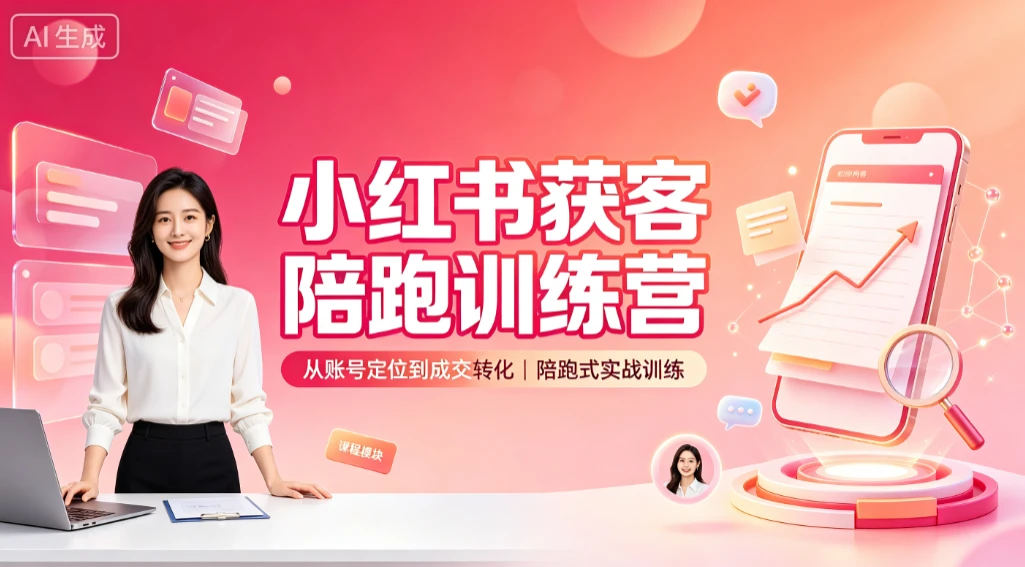 【精】小红书获客陪跑训练营,从账号定位到成交转化,陪跑式实战训练-副业吧