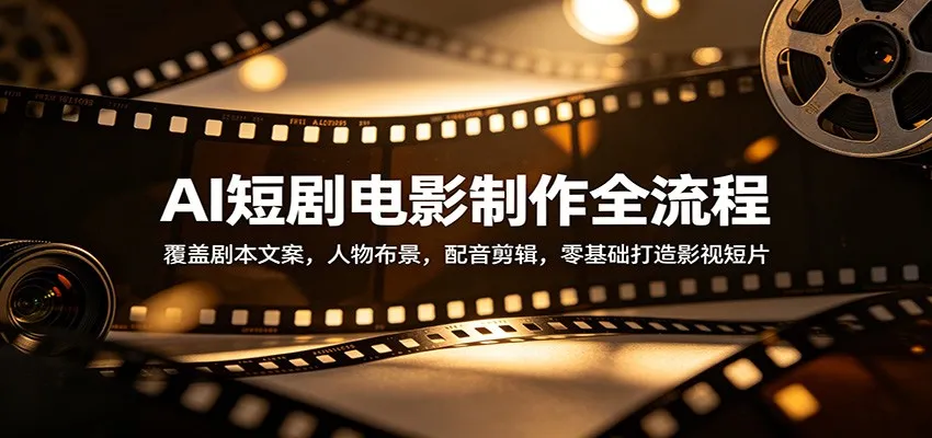 AI短剧电影制作全流程：覆盖剧本文案，人物布景，配音剪辑，零基础打造影视短片-副业吧