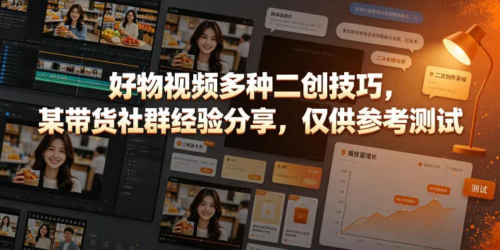 好物视频多种二创技巧，某带货社群经验分享，仅供参考测试-副业吧