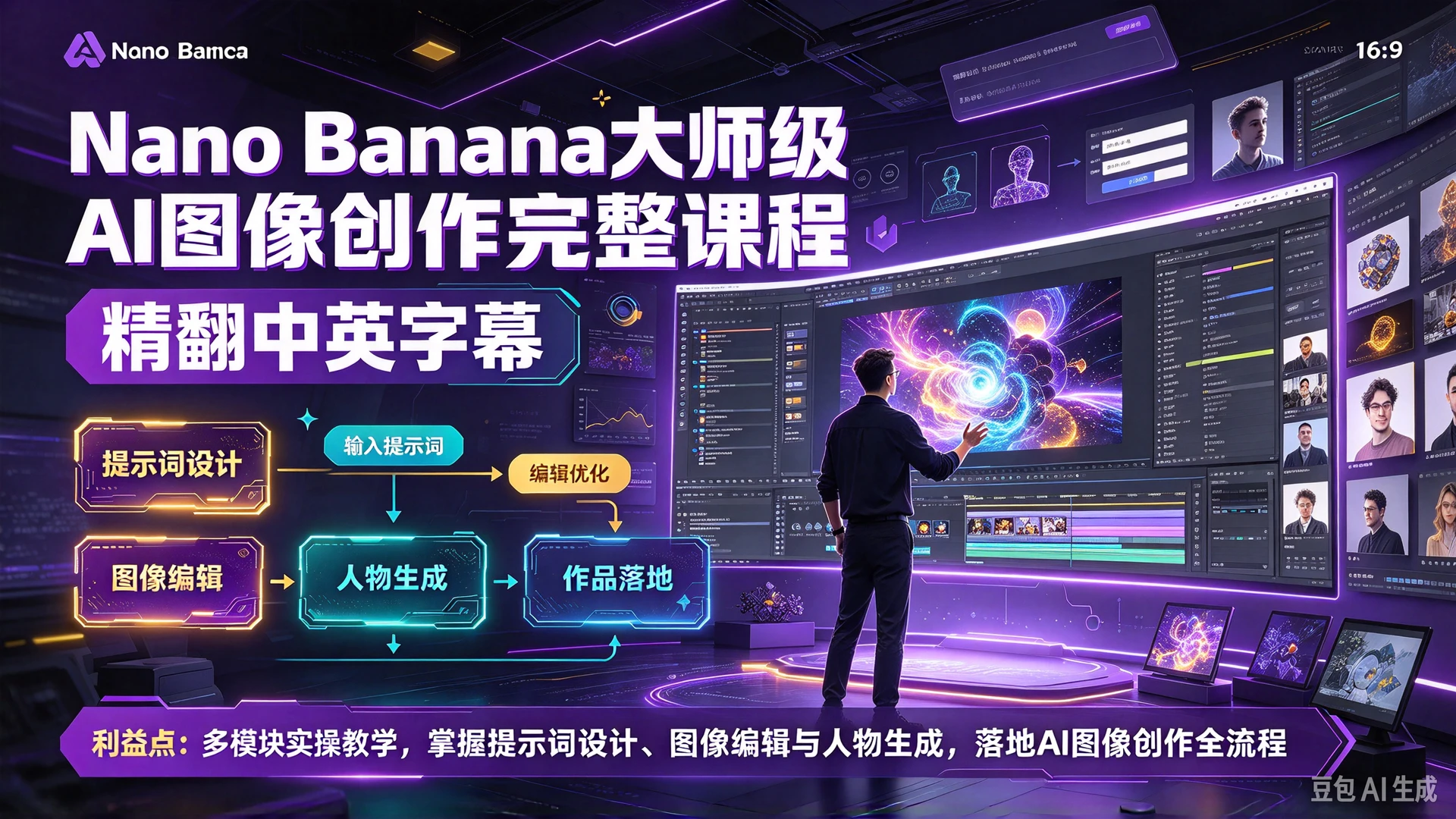 Nano Banana大师级AI图像创作完整课程(精翻中英字幕),多模块实操教学,掌握提示词设计、图像编辑与人物生成,落地AI图像创作全流程-副业吧