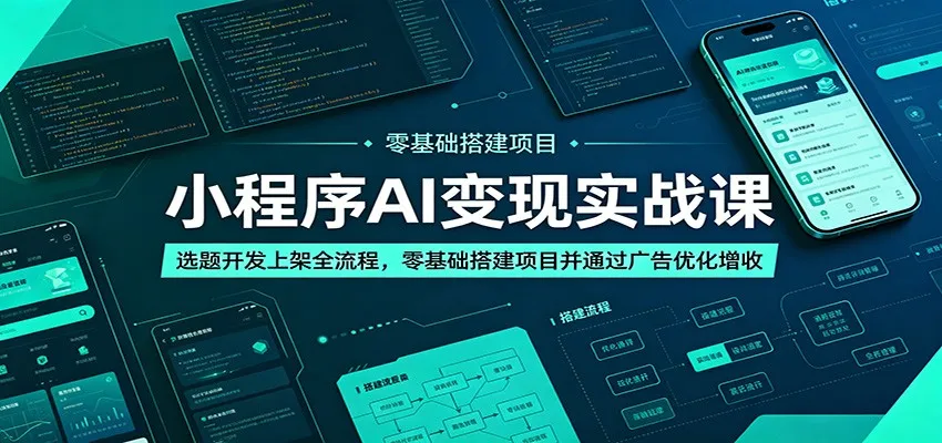 小程序AI变现实战课：选题开发上架全流程，零基础搭建项目并通过广告优化增收-副业吧