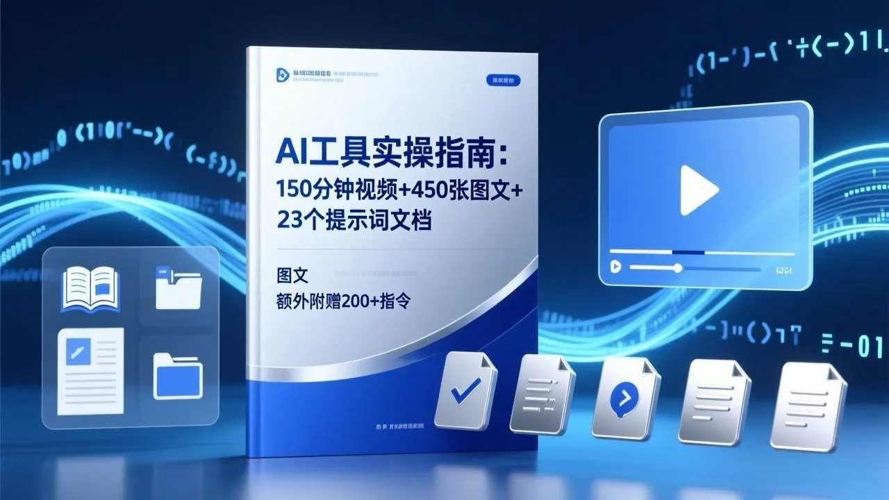 （17504期）AI工具实操指南：150分钟视频+450张图文+23个提示词文档，额外附赠200+指令-副业吧