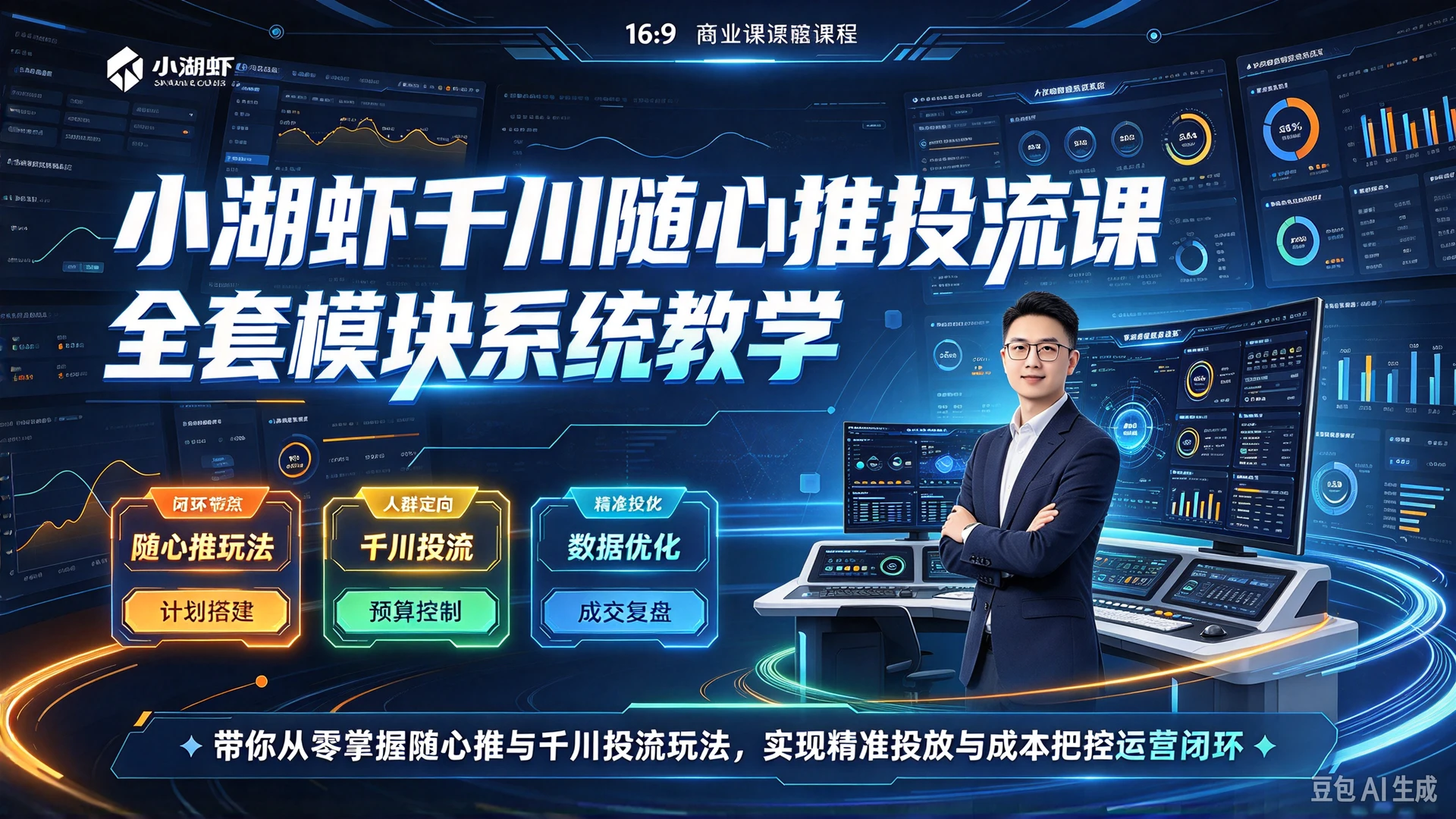【精】小湖虾千川随心推投流课,全套模块系统教学,带你从零掌握随心推与千川投流玩法,实现精准投放与成本把控运营闭环-副业吧