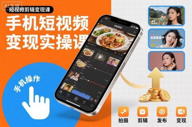 手机短视频变现实操课,短视频剪辑变现课-副业吧