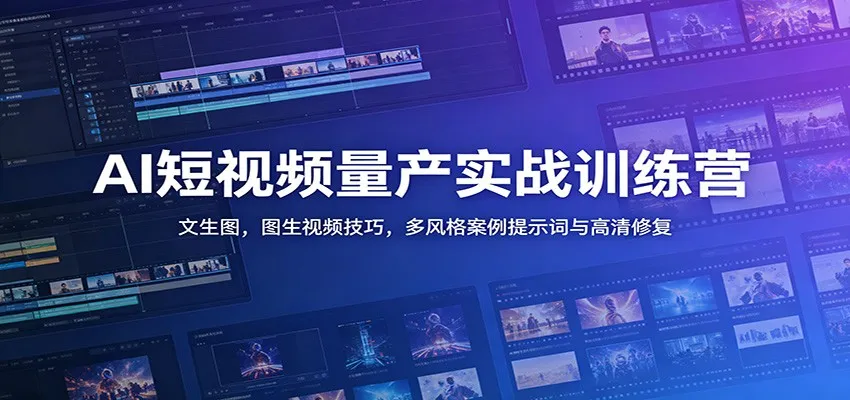 AI短视频量产实战训练营：文生图，图生视频技巧，多风格案例提示词与高清修复-副业吧