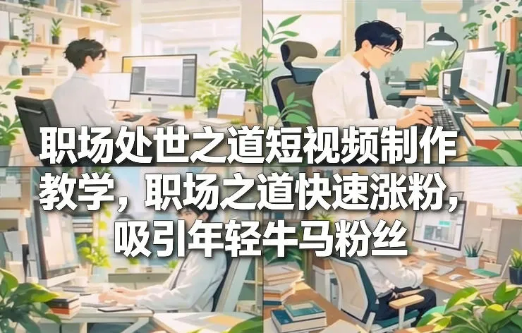 职场处世之道短视频制作教学，职场之道快速涨粉，吸引年轻牛马粉丝-副业吧