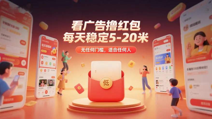 看广告撸红包，每天稳定5-20米，无任何门槛，适合任何人-副业吧