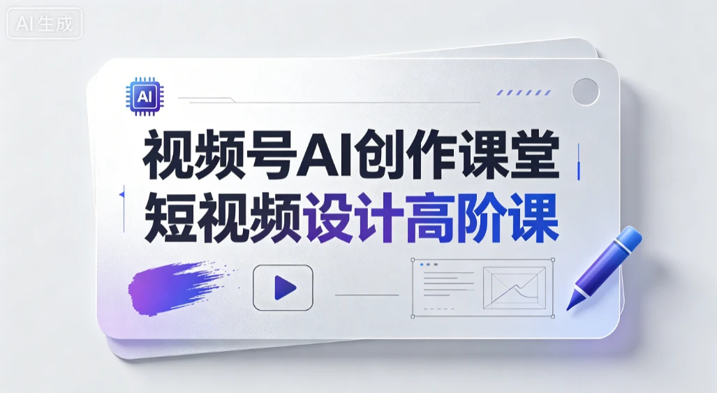 【精】视频号AI创作课堂,短视频设计高阶课,零拍摄零剪辑零出镜,从IP定位、AI成片到剪辑运维-副业吧