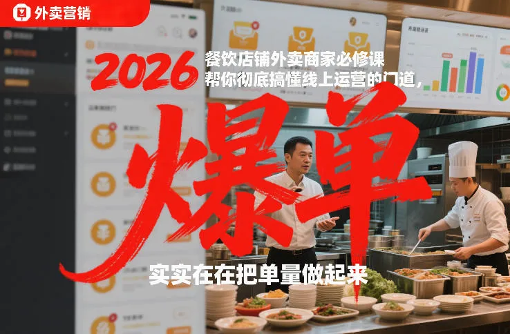 2026餐饮店铺外卖商家必修课，帮你彻底搞懂线上运营的门道，实实在在把单量做起来-副业吧