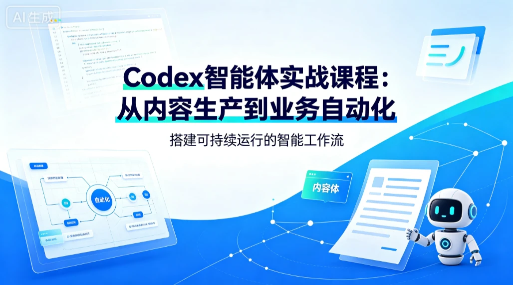 【精】Codex智能体实战课程：从内容生产到业务自动化，搭建可持续运行的智能工作流-副业吧