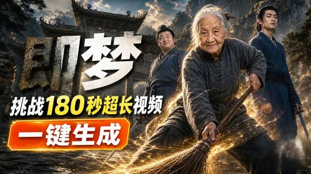 即梦挑战180秒超长视频!一键生成3分钟电影?完整制作流程详细分享!-副业吧