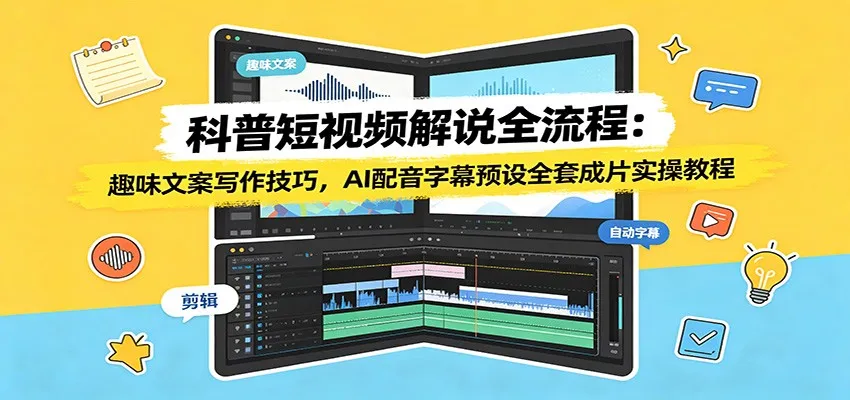 科普短视频解说全流程:趣味文案写作技巧,AI配音字幕预设全套成片实操教程-副业吧