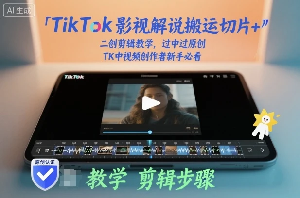 【精】TikTok影视解说搬运切片+二创剪辑教学，过中过原创，TK中视频创作者新手必看-副业吧